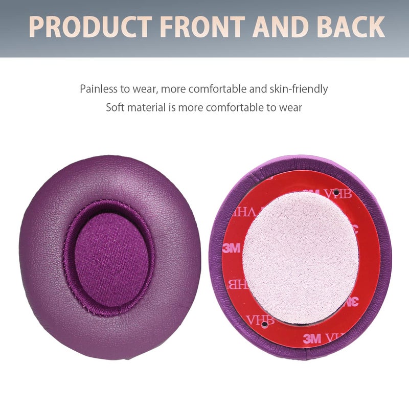 Adhiper Solo3 Earpads Replacement, Ear Pads Cushions Compatible with Beats Solo 2 & Solo 3 Wireless On-Ear Headphones, Solo2 Solo3 Earpads with Soft Memory Foam & Protein Leather(Dark Purple) - Image 2